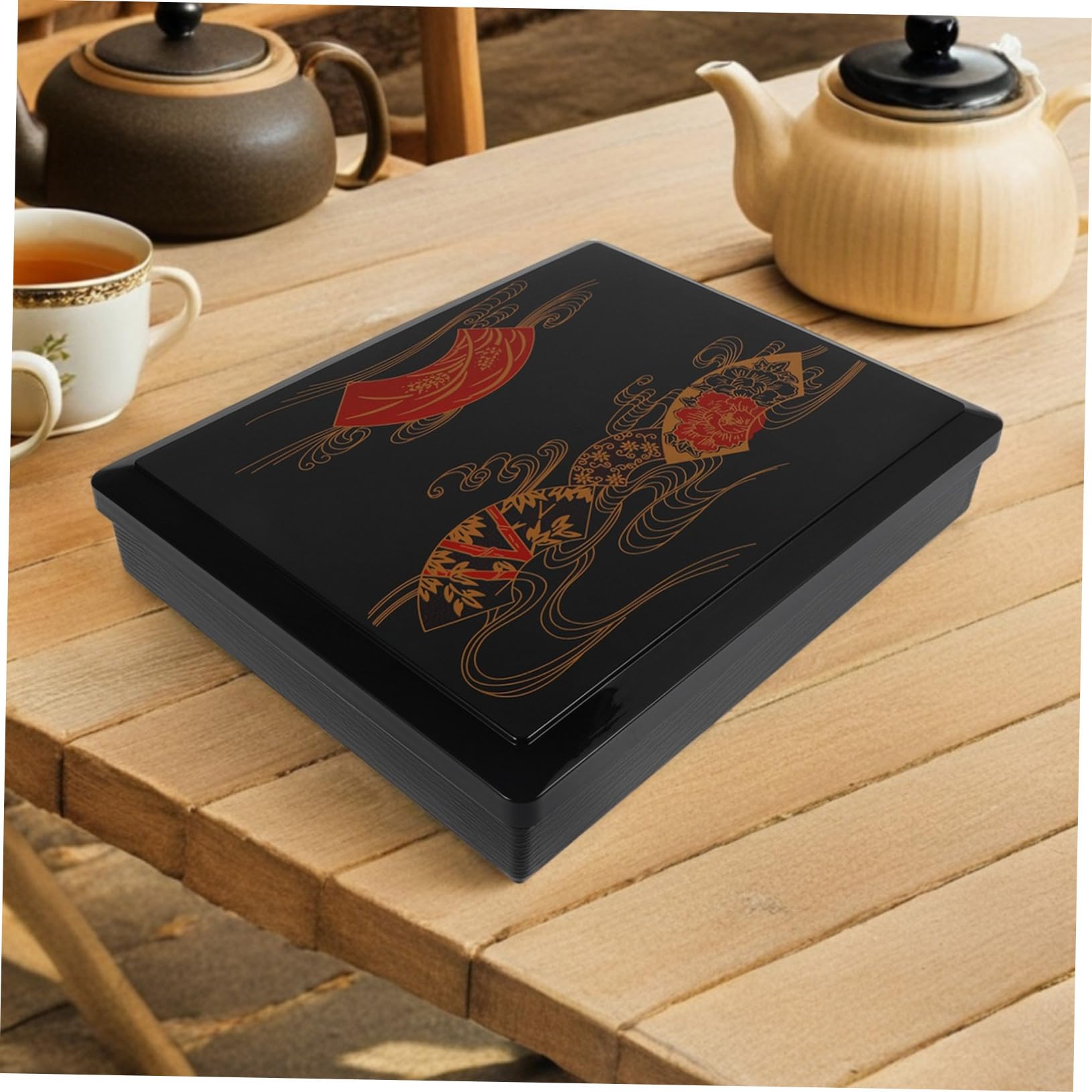 ERINGOGO Boîte Bento Japonaise à Six Compartiments Étanche Conteneur Déjeuner Portable pour Hommes Snack Box Réutilisable Design Japonais Compact pour Repas Frais Déplacement