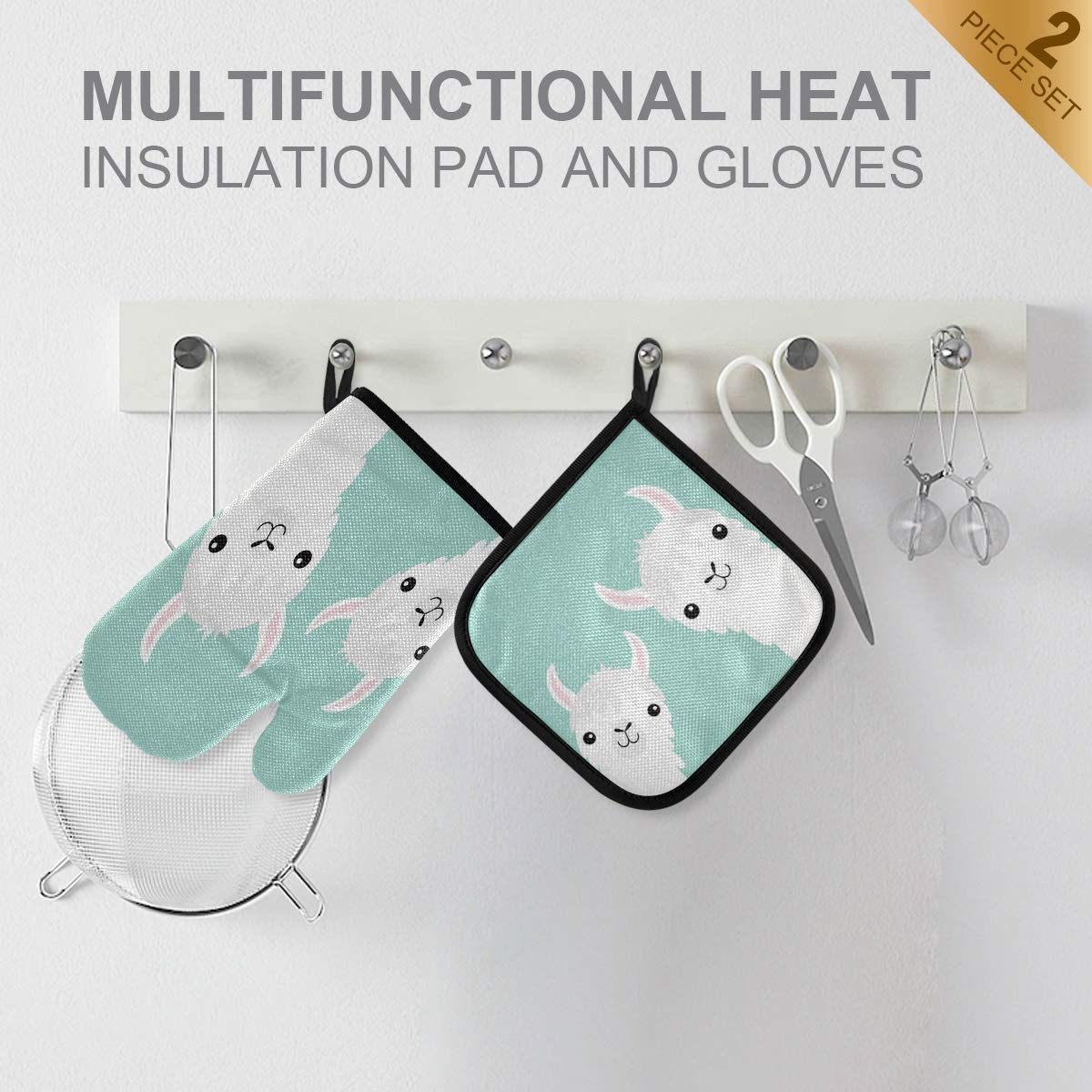 RXYY Mignon Llama Alpaga Moufles De Four Matelassé Doublure