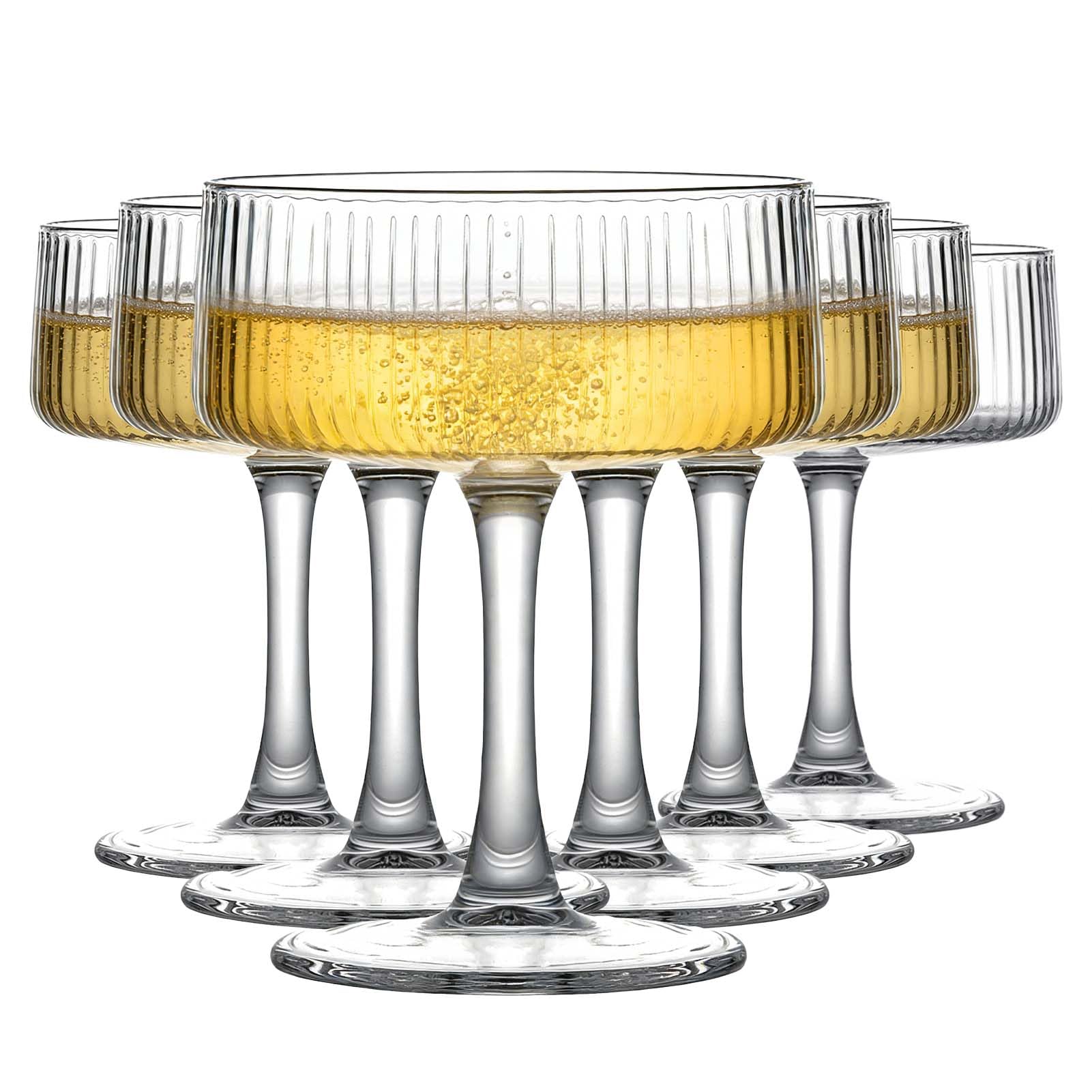 Set of 6 260ml Martini Glass Set, Crystal Glassware Cocktail Glasses Large, Exquisite Cocktail Glasses Elegant Design Ideal for Parties Home Bar Handcrafted Lead-Free Crystal Easy to Clean Comfortably