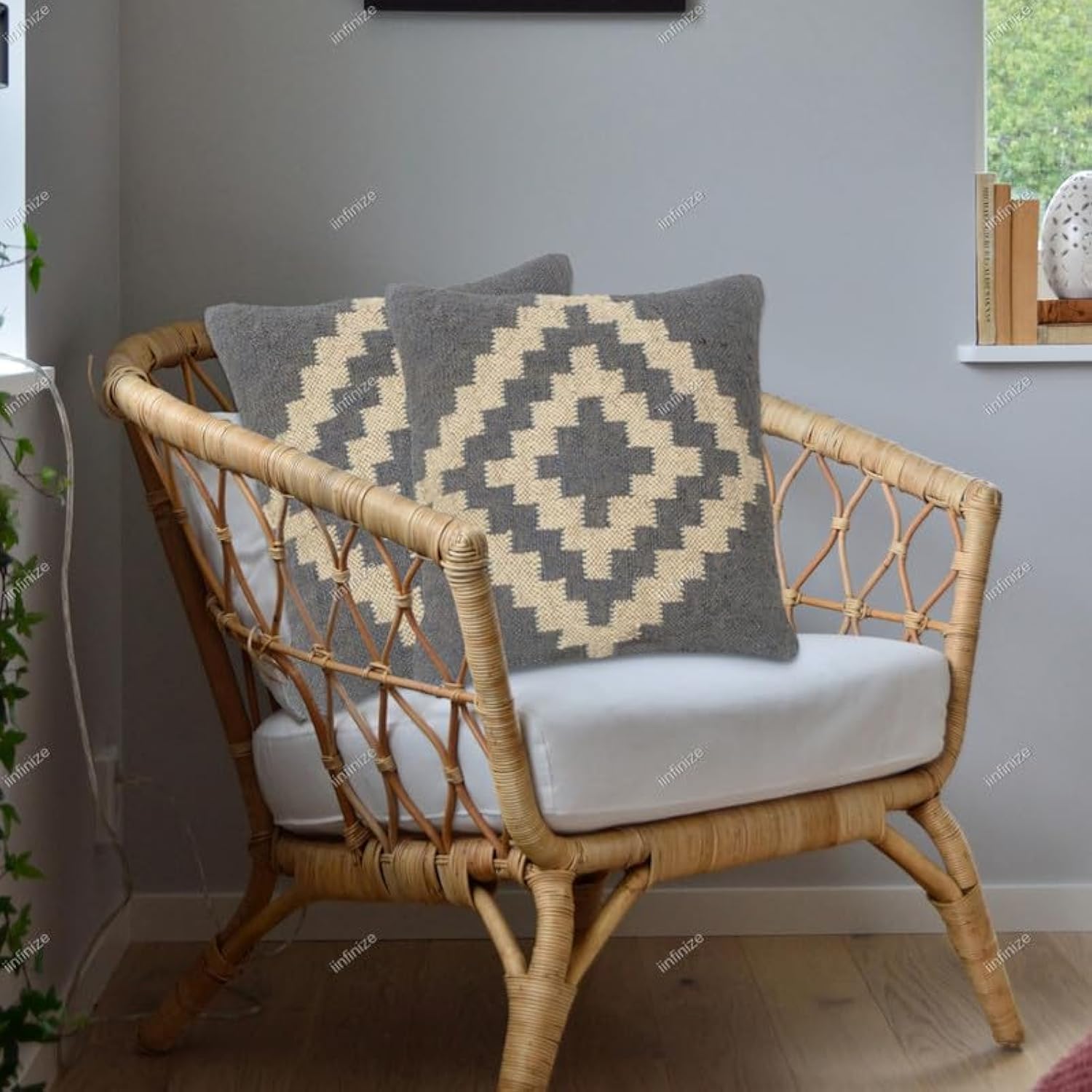 Housse de coussin Kilim en laine de jute indienne, tissage d'exception
