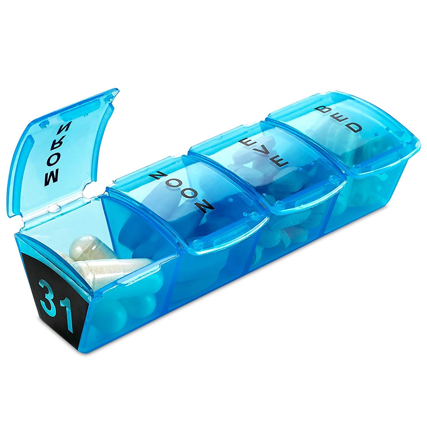 Boîte à pilules mensuelle - Organisateur de Pilule de Voyage pour suppléments d'aspirine à l'huile de Poisson vitaminée - Section Organisme de Prescription avec Plusieurs doses Quotidiennes