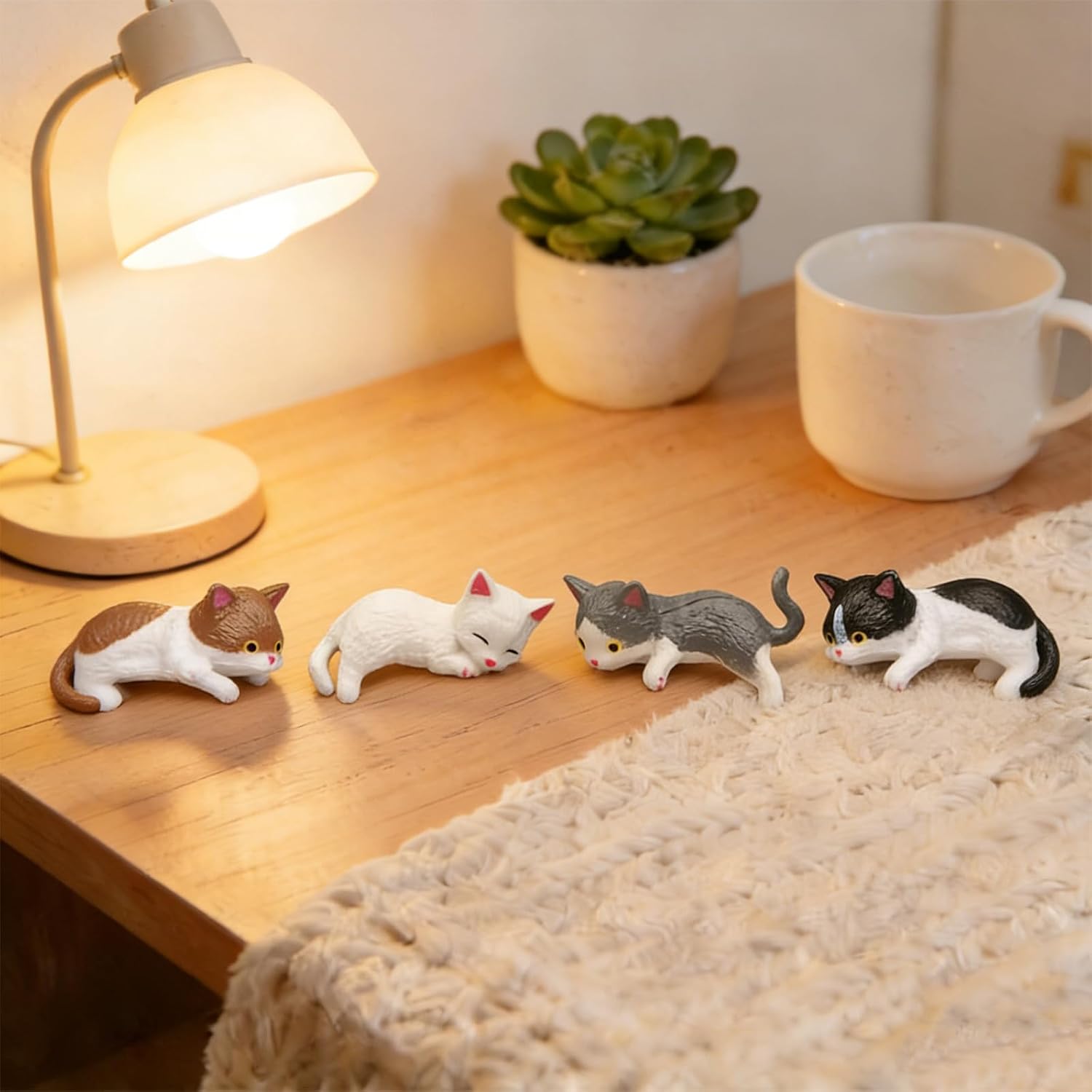 12 Pcs Cat Car Decor Dashboard Accessories, Mini Cat Figurines Cute Car Rear View Mirror Car Gifts, Funny Computer Monitor Desk Decorations for Women Girl(Cat 12 Pcs) image 4
