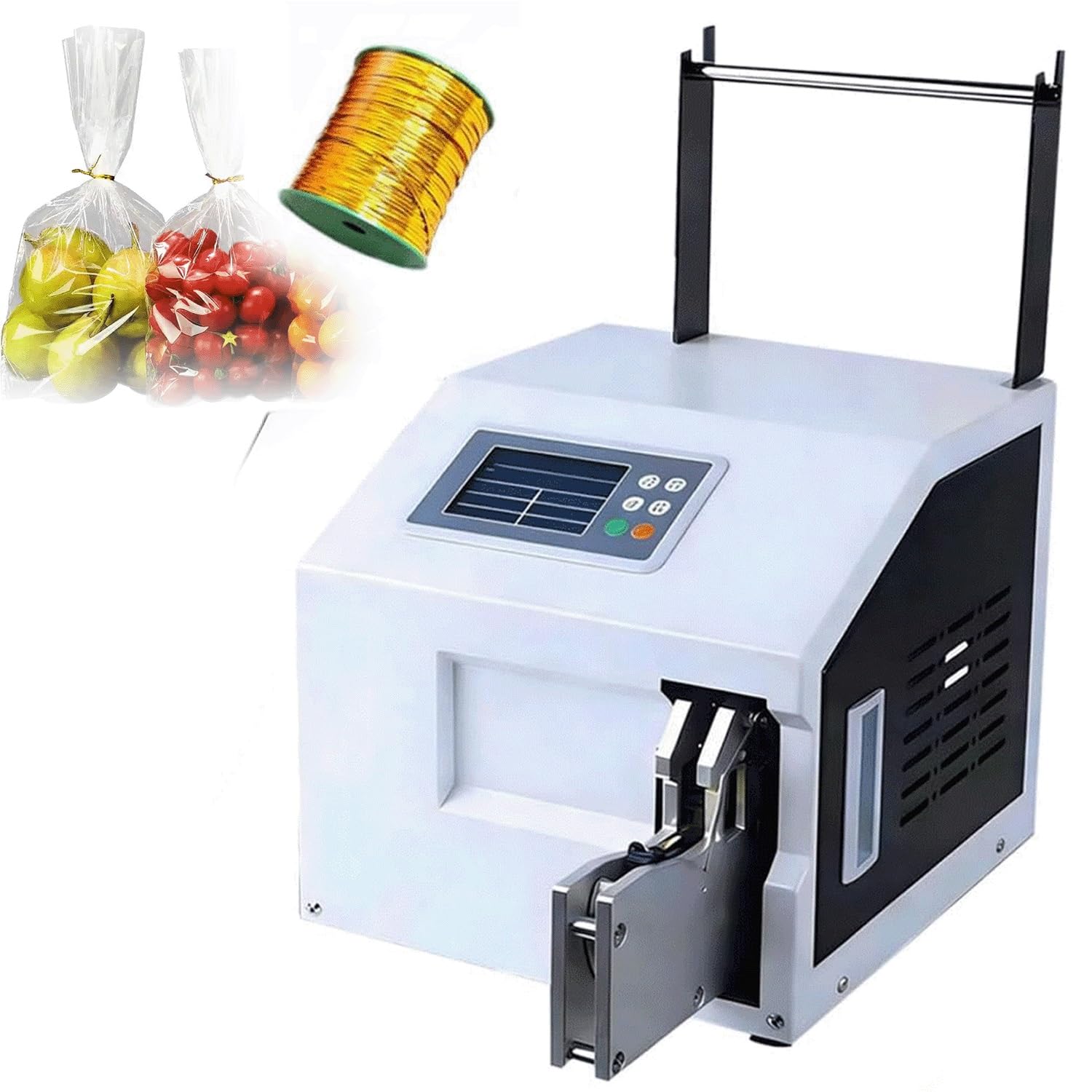 Automatische Bindemaschine, 450 W, Taschenverschluss, Bündelwerkzeug mit 300 m Bändern, für USB-Kabel, elektrische Drähte, Süßigkeiten, Brot