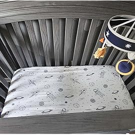 TotAha Premium Soft Space Pack n Play Sheets, Super Stretchy Jersey Knit Mini Crib Sheets Fitted, Silky Comfort Graco Pack and Play Mattress Sheets, 2 Pack