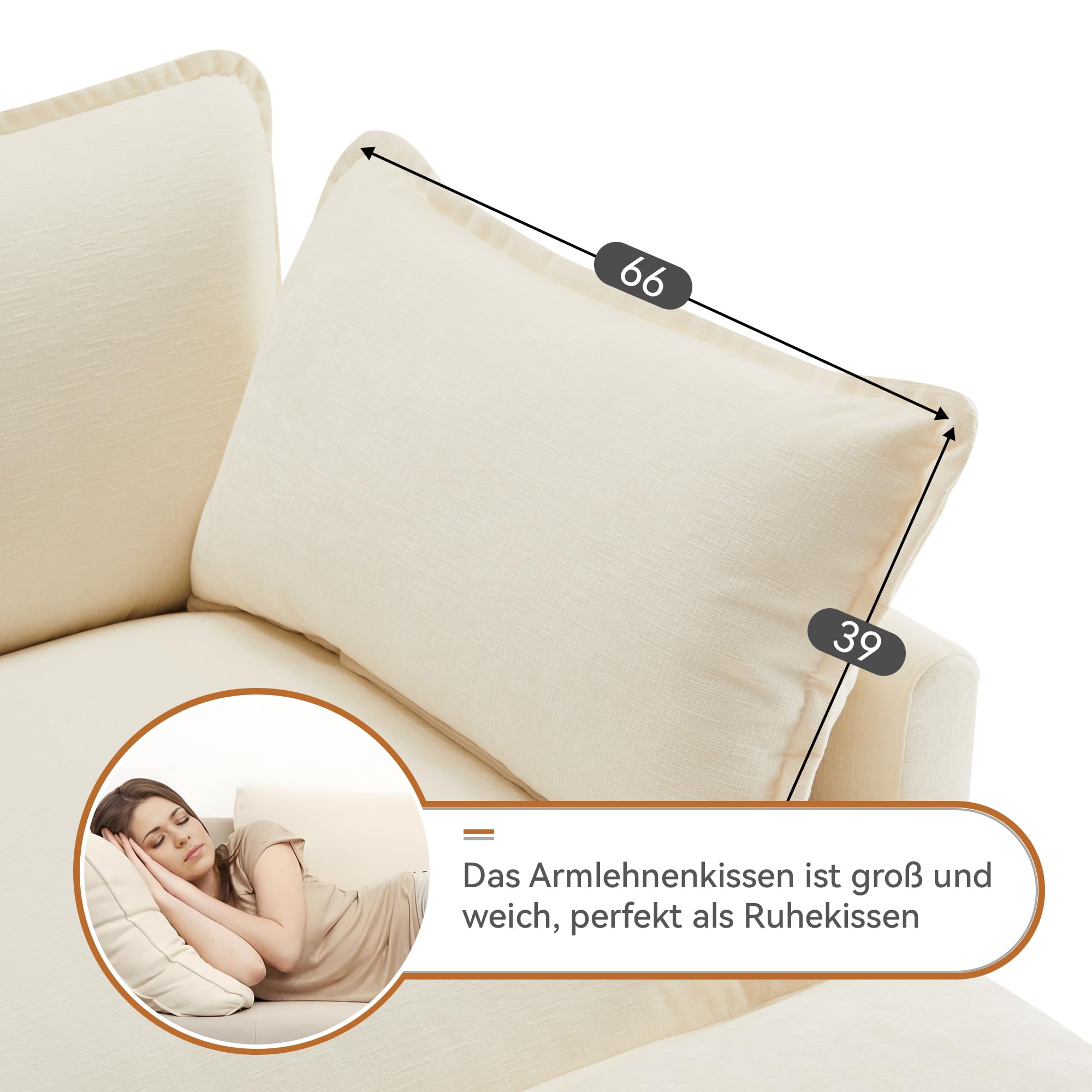 Zepneiy Divano a tre posti dal design moderno, tessuto ciniglia, divano ad angolo a L con poggiapiedi adatto per soggiorno e camera da letto, beige