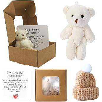 Meanju Pocket Hug Positive Teddy Bear German Mini Doll Stuffed Animals Bear Small Teddy Bear Plush Figures Gifts with Inspirational Card for Colleagues Women Girlfriend Christmas Party Birthday