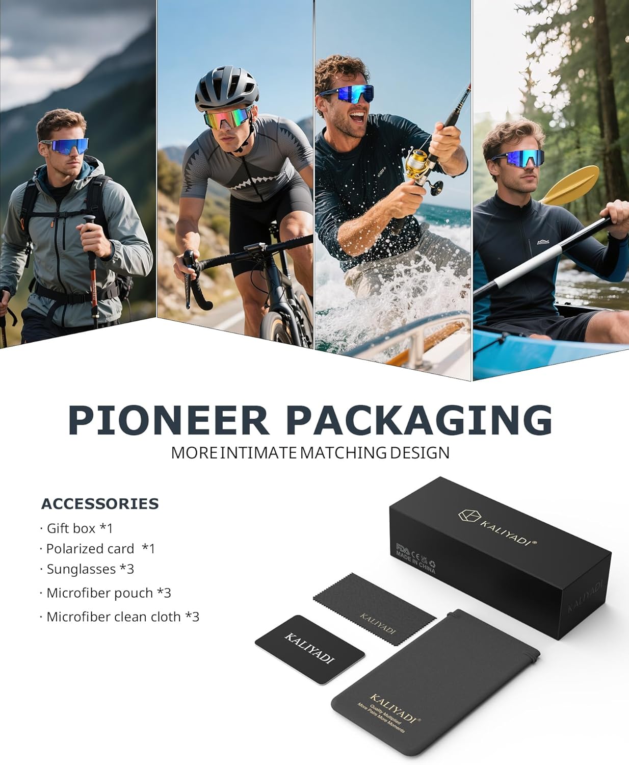 KALIYADI Sunglasses-Men Sports Mens-Sunglasses Women: Running Sun Glasses with UV400 Protection for Cycling Golf Fishing