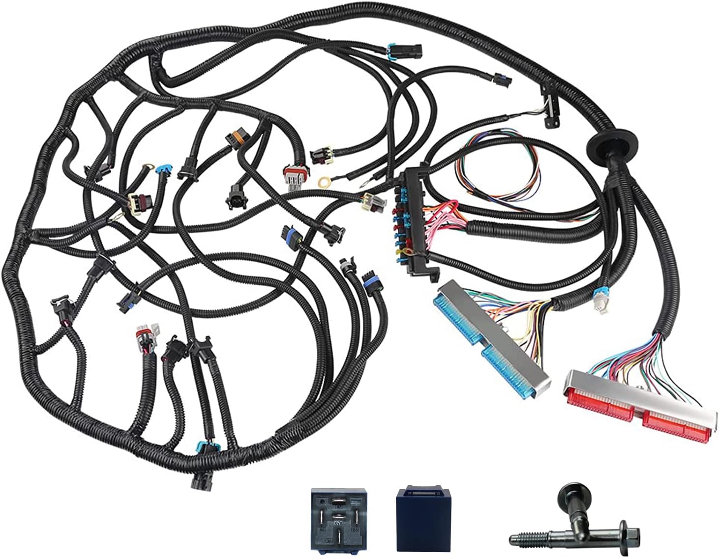 QHQSQC Manual Transmission Harness. Standalone Wiring Harness with T56 Non-Electronic Transmission Drive by Cable, Fit for 1997-2006 LS1 Engines 4.8 5.3 6.0 EV1 Injector Plug 3 Pin Maf T56 DBC