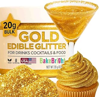 Gold Edible Glitter for Drinks Bulk 20g | Premium Edible Glitter for Cakes, Cocktails, Gold Cake Decorating Decorations Food Grade, Vegan, Kosher, Halal, Gluten Free - Made in USA