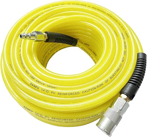 Miniatura 1 de SANFU Manguera de aire reforzada con poliuretano (PU) de 14 pulgadas (0.248 x 0.386 in) x 100 pies, manguera de aire ligera que no daña con