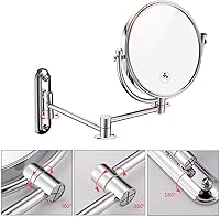 Vista 6 de LEFEDA Makeup Mirror, Wall Mounted Makeup Mirrors, 8 Inch Chrome Double Sided Vanity Mirrors with Magnifying, Bathroom Flexible Extendable 360°