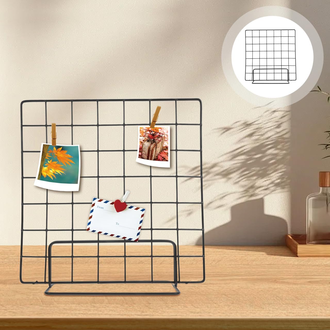 Ciieeo 2pcs Multifunctional Iron Wire Grid Display Rack Tabletop Photo Organizer for Artwork Market Stalls Easy Assembly Portable Desktop Stand Sleek Design for Craft Shows