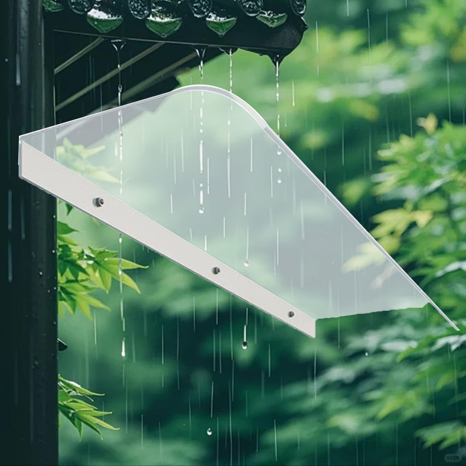 GJMSSMY Waterproof Outdoor Door Canopy, Durable Polycarbonate Awning, 20-130cm, Wind & Snow Resistant, UV Protection, Easy Installation (C,W95xD45cm)