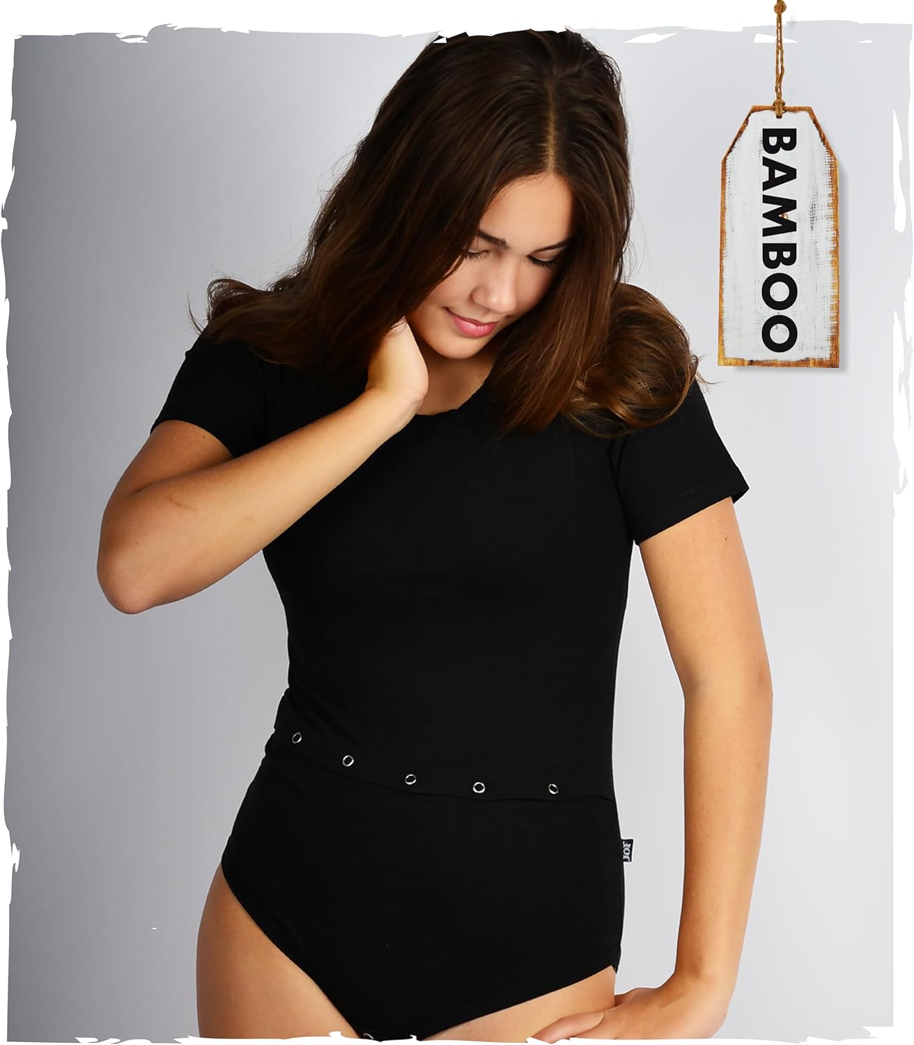 New York Shortsleeve Bodysuit With Feeding Tube For Kids | Black | Adaptive Clothing For Children With Special Needs - Image 6