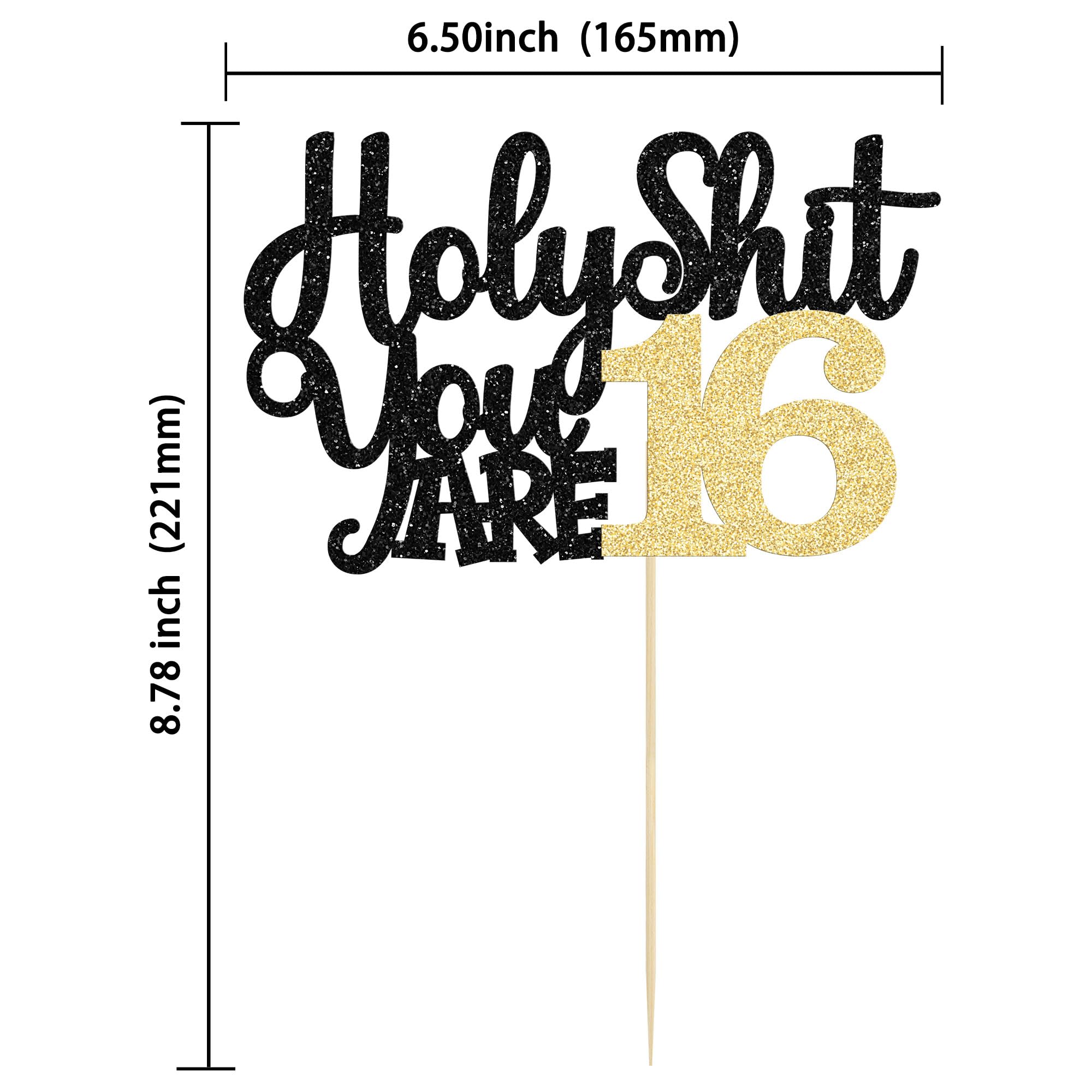 Holy Shit You Are 13 Cake Topper – Lustiger 13. Geburtstag Kuchenaufsatz – Schwarz-Gold Glitzer Deko Für Teenager – Party-Highlight