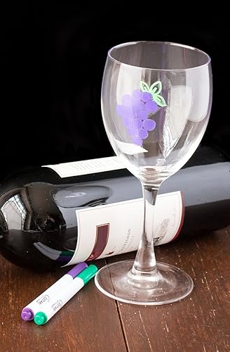Marcadores de copa de vino, bolígrafos de tinta de tiza para calcomanías de vinilo, espejos, vidrio, acero inoxidable y cerámica, juego de 3