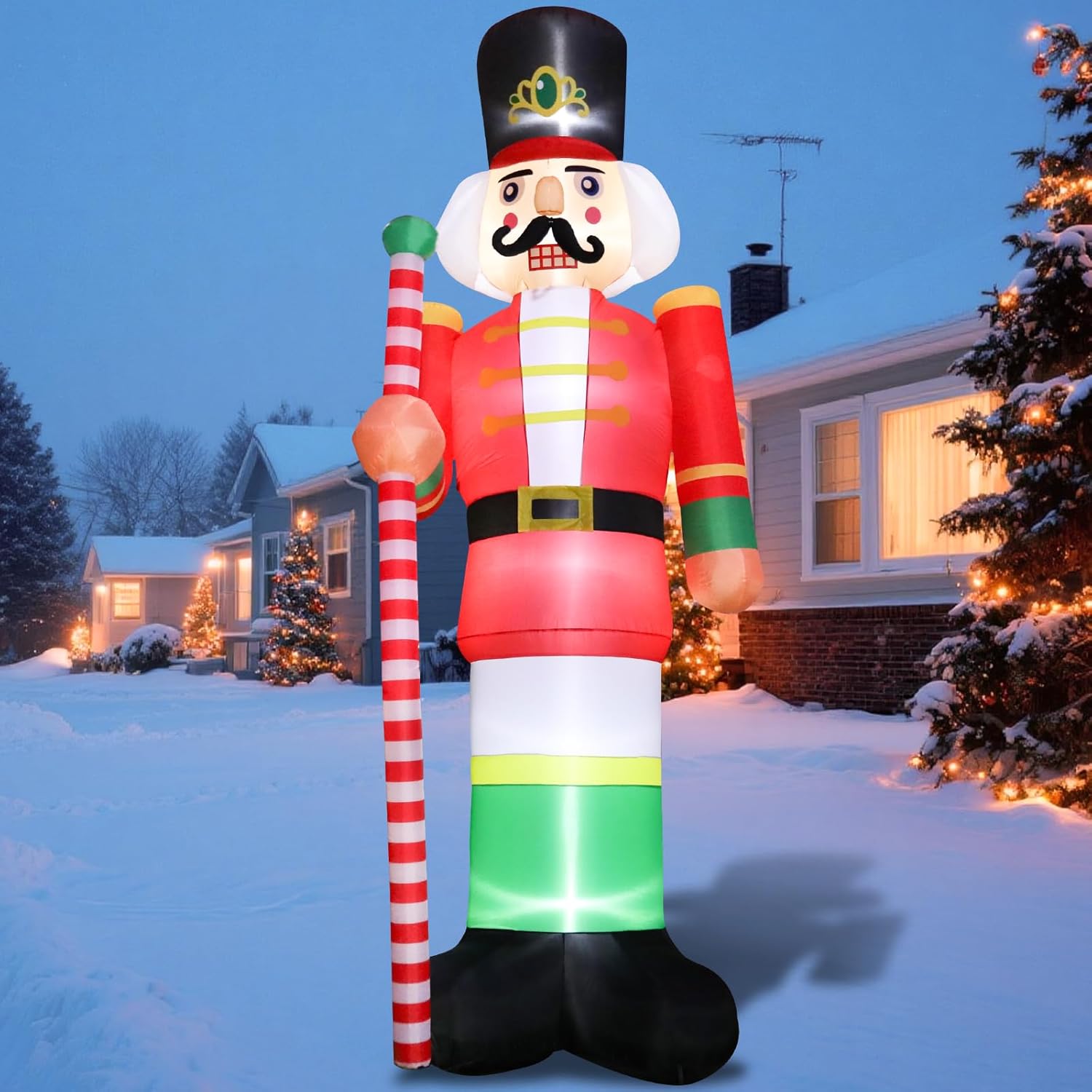 Aircity 12FT Giant Christmas Inflatables Nutcracker Soldier Outdoor Decorations Built-in LED Lights, Blow Up Nutcracker Christmas Decorations for for Yard Lawn Holiday Party & Home Décor