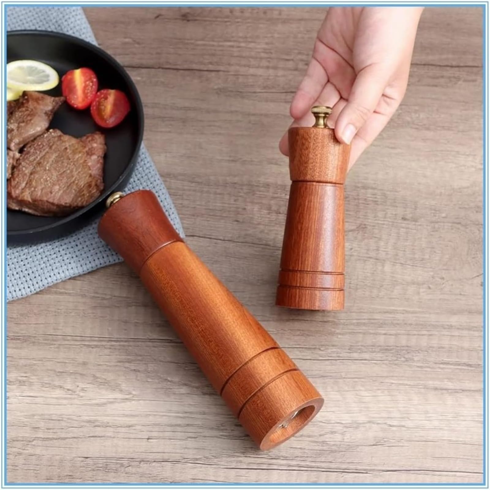 Młynek Do Pieprzu I Soli Zestaw Przypraw Do Soli Drzewnej Regulowanych Młynków Ceramicznych, Drewnianych, Młynek Kuchenny Młynków Do Przypraw(2pcs,5inch)