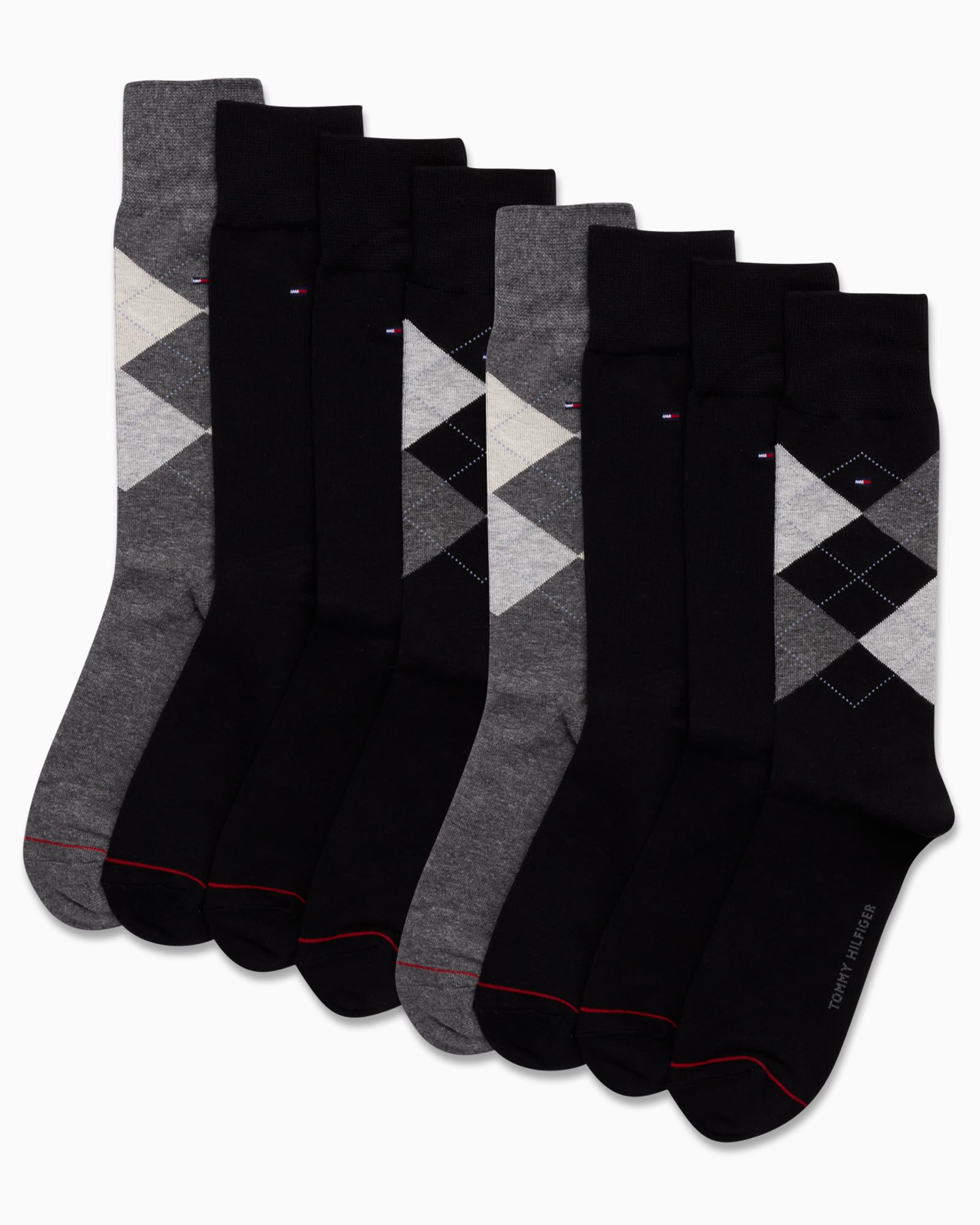 Tommy Hilfiger Calcetines de vestir para hombre, paquete de 8 calcetines ligeros de trabajo diario para hombre para uso casual y formal
