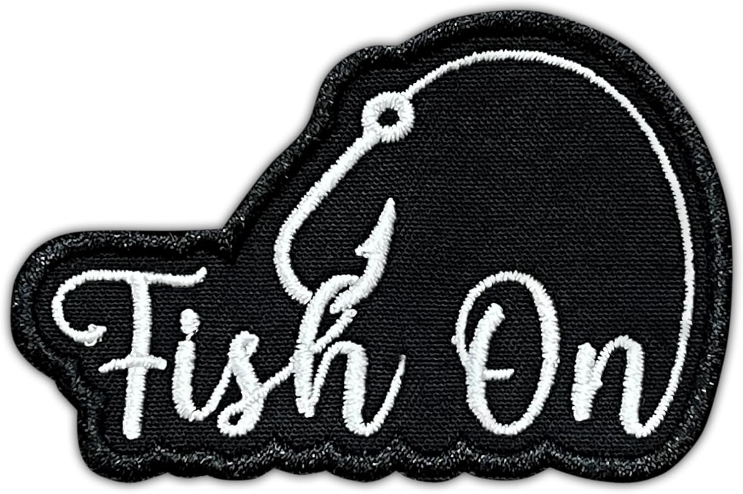 Fish On Hook Embroidered Patch Hook Fishing Outdoor Embroidery Patches Wildlifes Nature Fish Lover Funny Morale Patch Iron On Sew On Patches for Clothes Backpacks Hats Jeans Dad Men Gifts 3x1.9 in