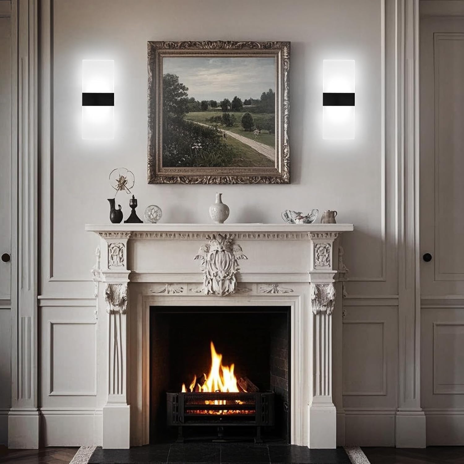 Lightess Modern Wall Sconce Dimmable Sconce Wall Lighting 12W Black Indoor Wall Lamp ​Acrylic Wall Mounted Lighting Fixture for Bedroom Living Room Hallway, Cool White