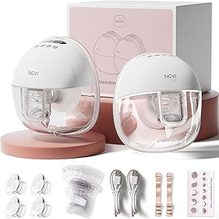 NCVI Elektrische Milchpumpe Tragbar Freihändig, Leise Milchpumpe elektrisch mit USB-Aufladung, 4 Modi 9 Stufen für unterwegs & Reisen, Weiß (2Packs)