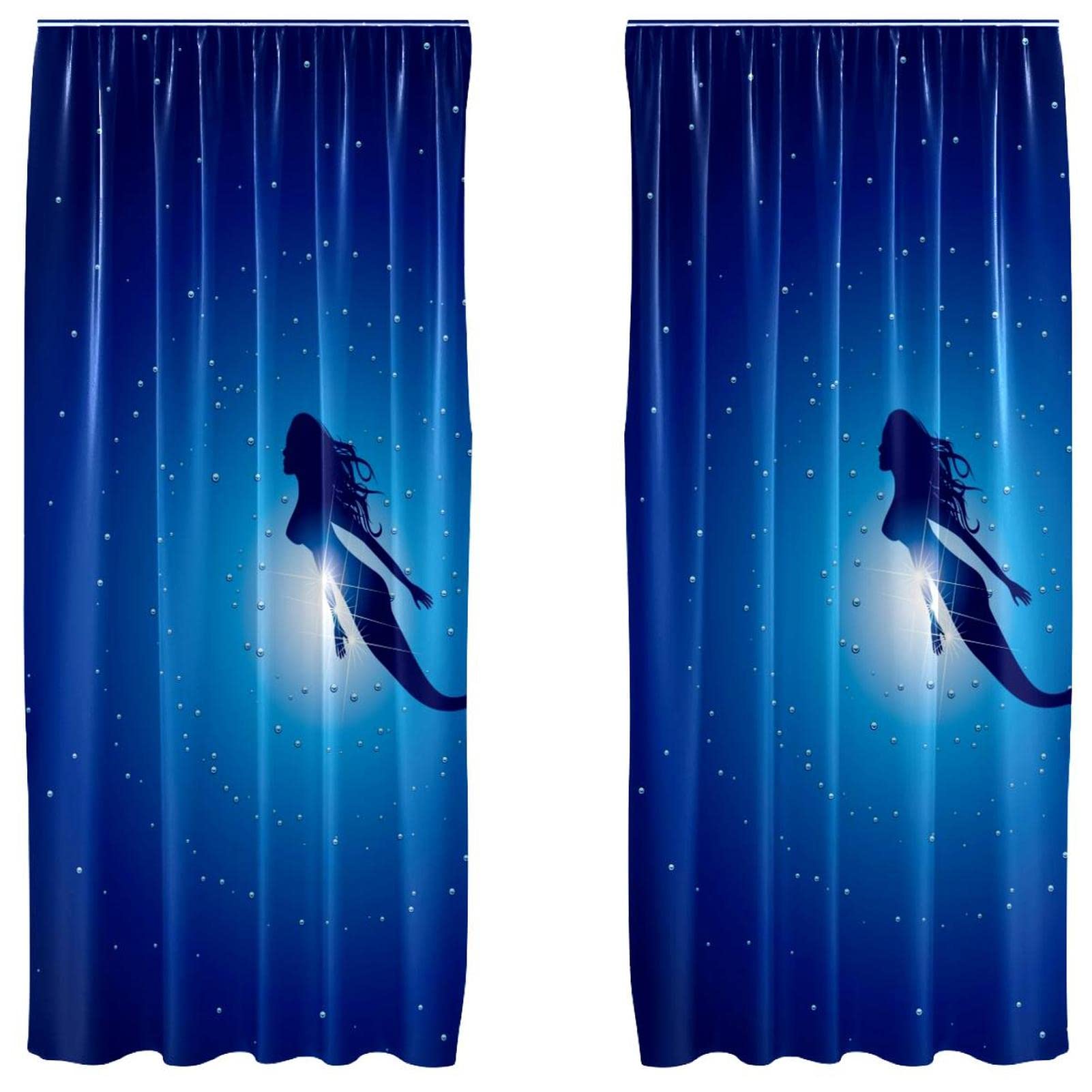 Cortinas azul sirena de 55x84 pulgadas para salón y dormitorio en pack de 2 unidades