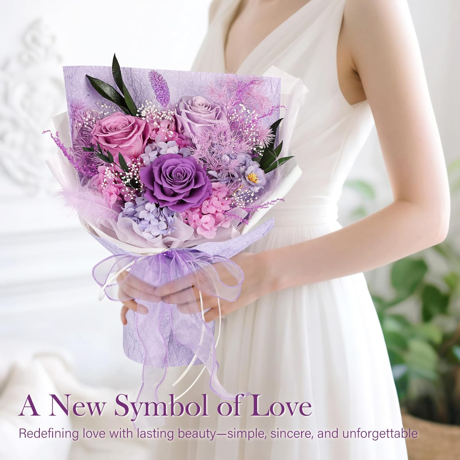 Preserved Bouquet of Flowers - 3 Roses & Flowers for Delivery, Long-Lasting Real Lavender Forever Flowers, Anniversary Birthday Valentine Gifts for Women Mom Grandma Her Wife Girlfriend - Image 5