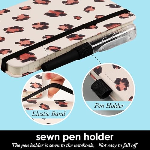 Miniatura 57 de Cuaderno pequeño de cuero con bolígrafo para escribir mujeres, con bolsillo pequeño, minibloc de notas forrado para viajes y trabajo, cuaderno de 3