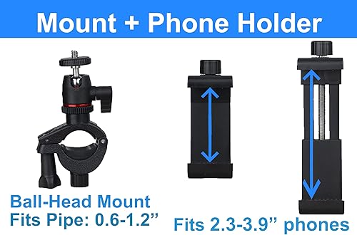 Miniatura 2 de Soporte de micrófono para teléfono Soporte de micrófono Abrazadera de montaje de teléfono con clip de teléfono ajustable, montaje de cabeza de bola