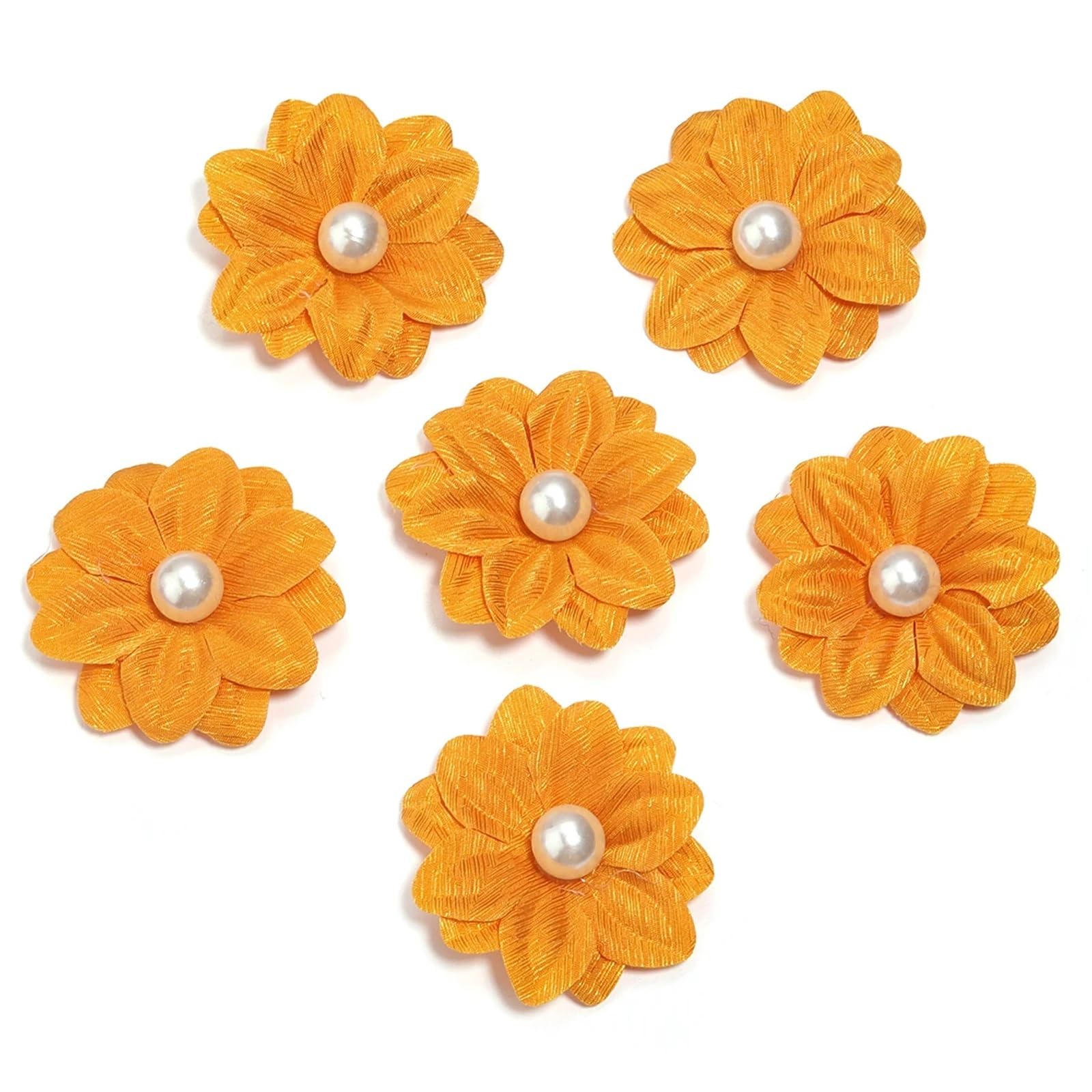 MDSRFGN Fabric Flowers 20Pcs Fabric Flowers Mini Colorful Flower Floral Applique Sew Patches For Clothes Hat Wedding Decor DIY Craft(Orange)