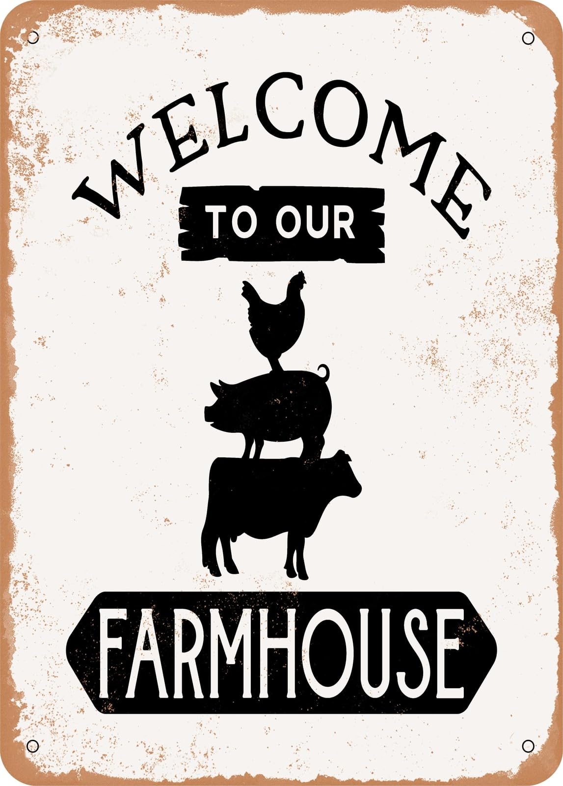 Miaomansenstore Metal Sign - Welcome To Our Farmhouse - 5 - Vintage Rusty Look Home Decor