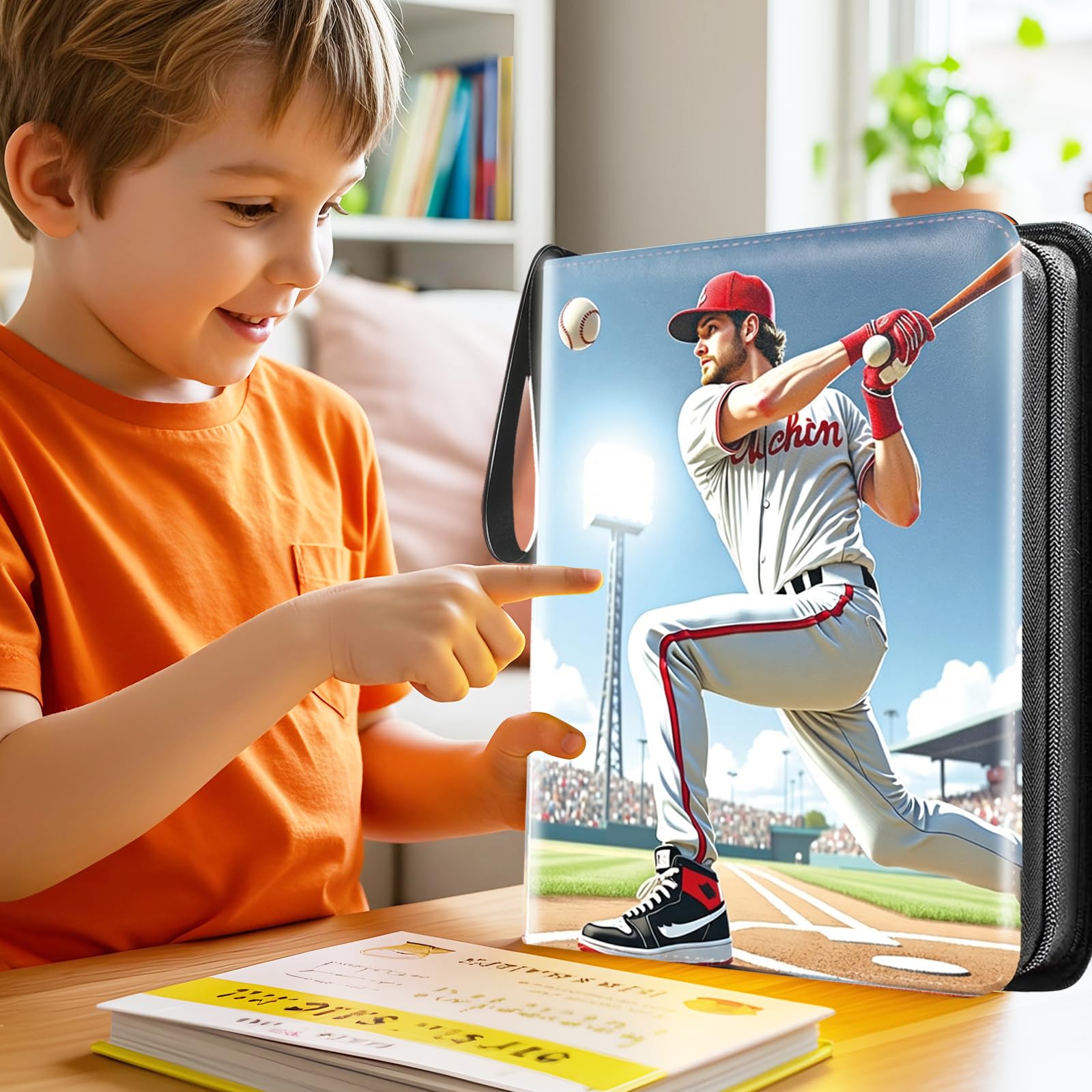 Carpeta de tarjetas con cremallera para 900 tarjetas de intercambio de béisbol, carpeta de tarjetas de 9 bolsillos con fundas extraíbles, regalos para niñas y niños, álbum de tarjetas coleccionables