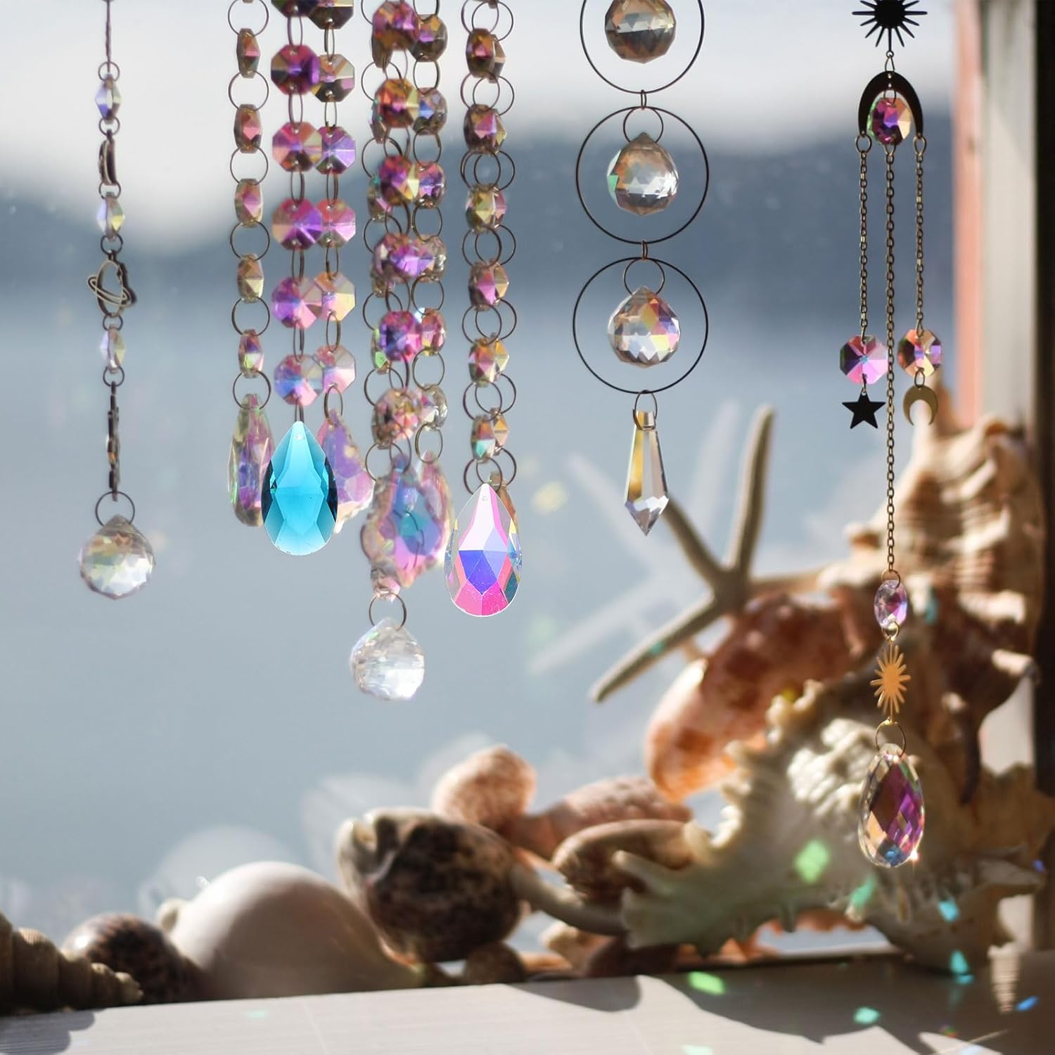 uxcell 12Pcs Teardrop Crystal Beads, 38mm Faceted Chandelier Hanging Pendants Beads, Chandelier Prisms Parts for Home Hanging Decoration, Clear White - Image 6