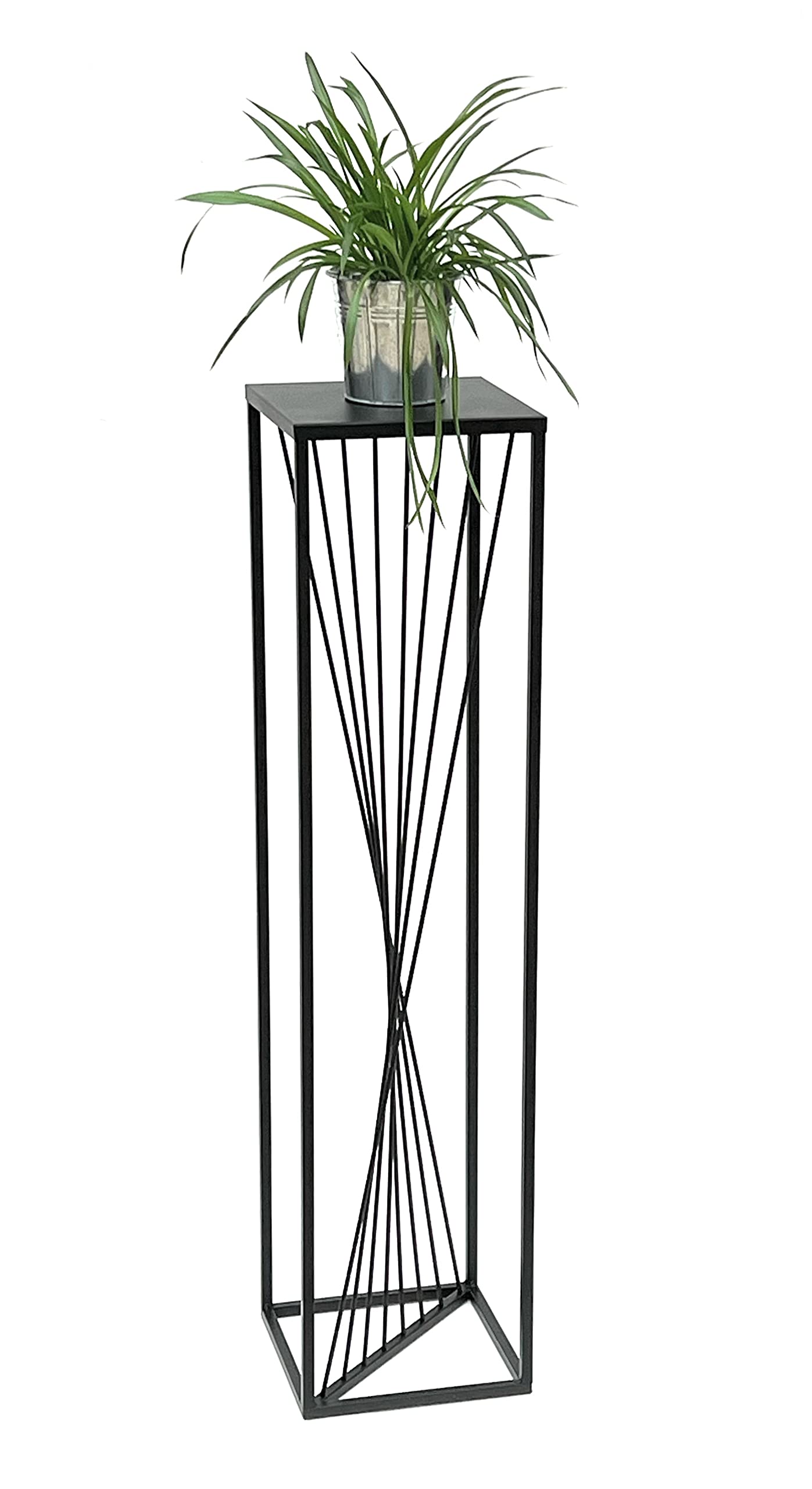 DanDiBo Tabouret à fleurs rectangulaire en métal noir - 70-100 cm - Support pour fleurs - Design moderne - 100 cm