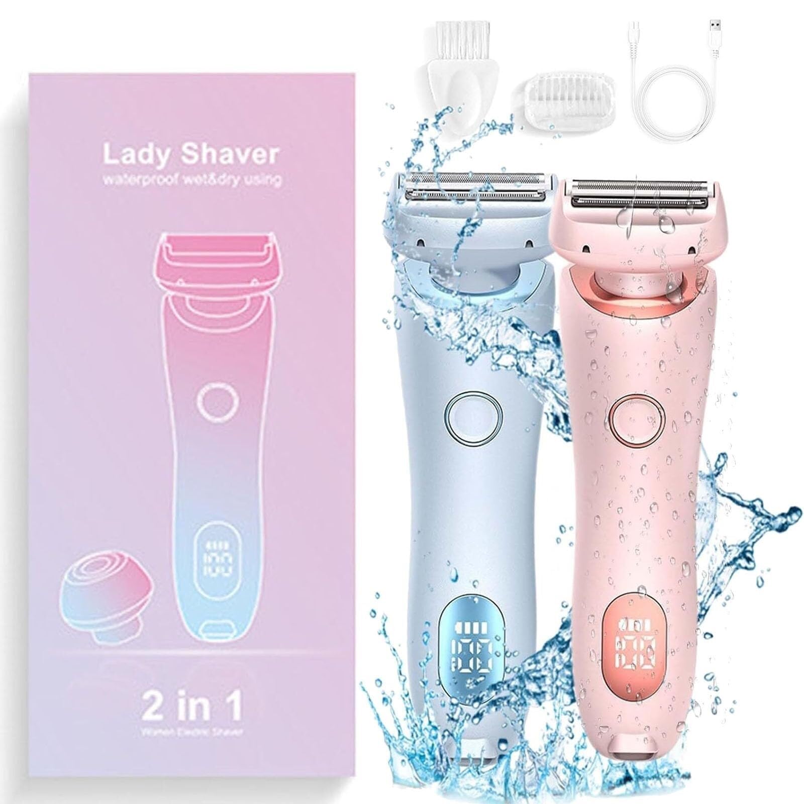 Rasoio da donna Silky Glide Pro 3.0, rasoio elettrico 2 in 1, rasoio elettrico IPX7, impermeabile, per bikini da donna, bagnato o asciutto (misto)
