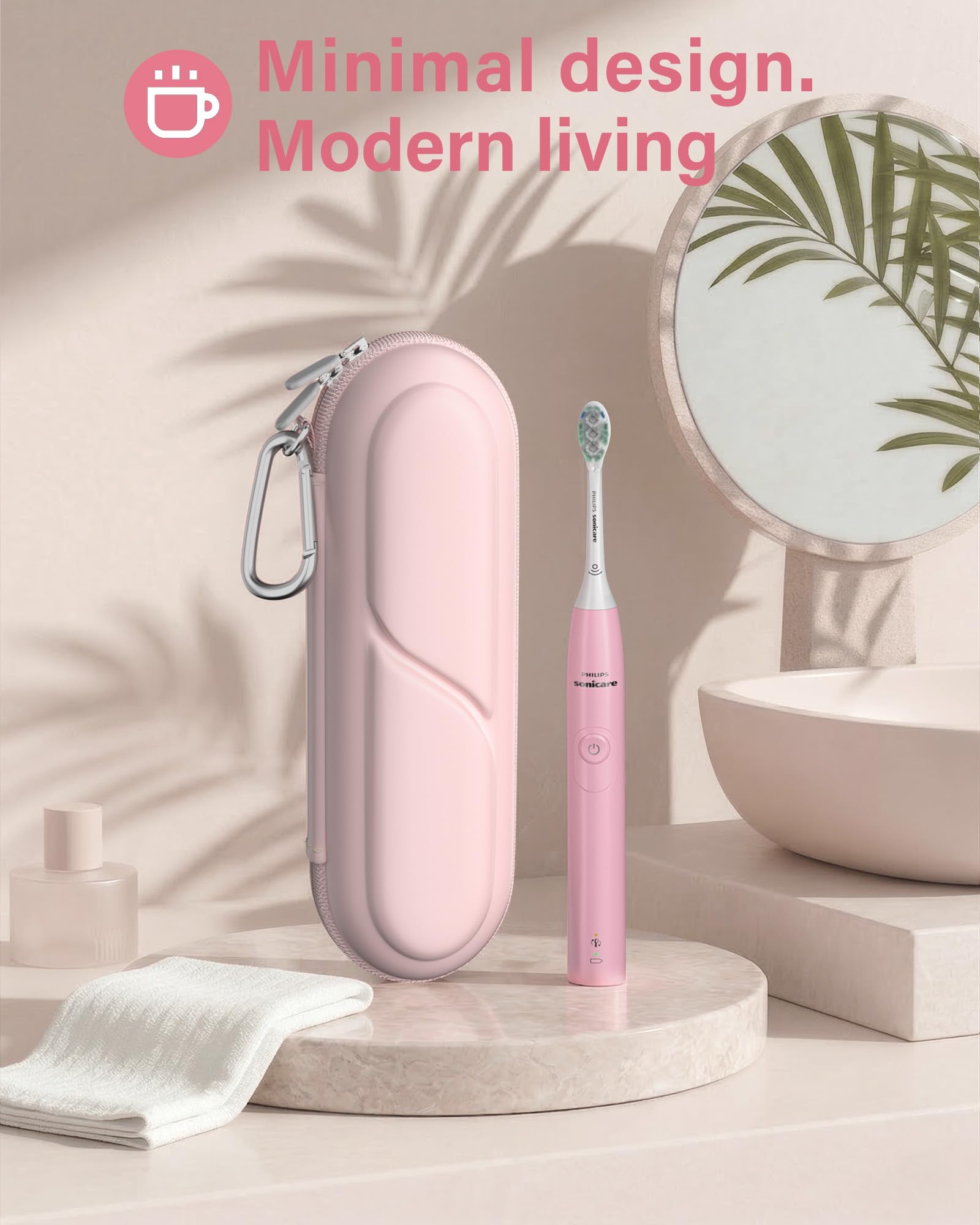 ProCase 歯ブラシケース 携帯用 コンパクトな旅行用 EVA製 Oral-B Philips対応 - ピンク | 電動歯ブラシケース,アクセサリー収納付き,多機能,軽量,耐久性,持ち運び便利,出張や旅行に