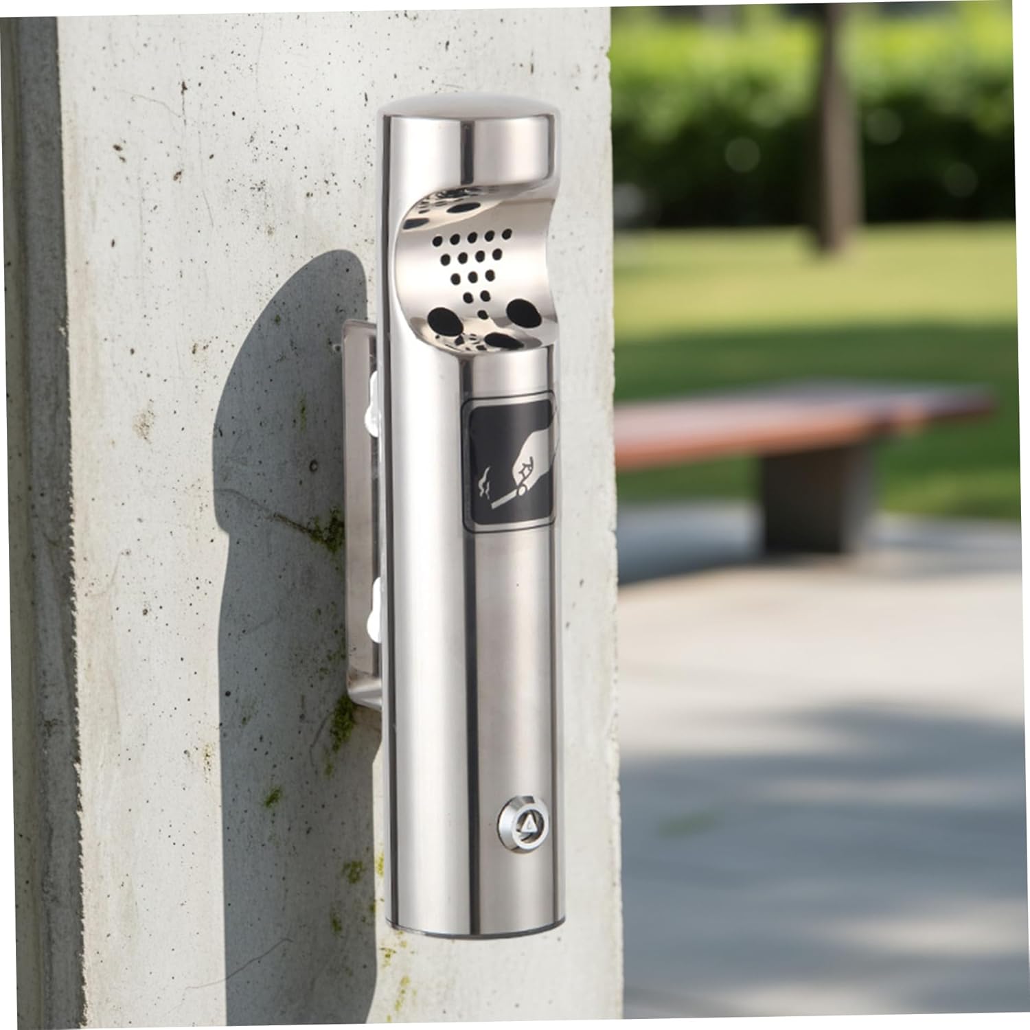 Wall Mounted Trash Can, Vertical Stainless Steel Cigarette Trash Can Outdoor, Wall Mounted Waste Bin for Outdoor Restaurants Hotel Patio Offices