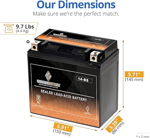 Miniatura 69 de YTX14AHL-BS Power Sports batería de alto rendimiento.