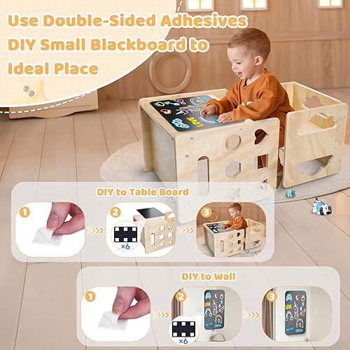 Miniatura 2 de Satisure Juego de Mesa y Silla de Destete Montessori, Juego de Mesa y Silla de Madera para Niños Pequeños, Mesa y Sillas para Niños de 1-3 Años con