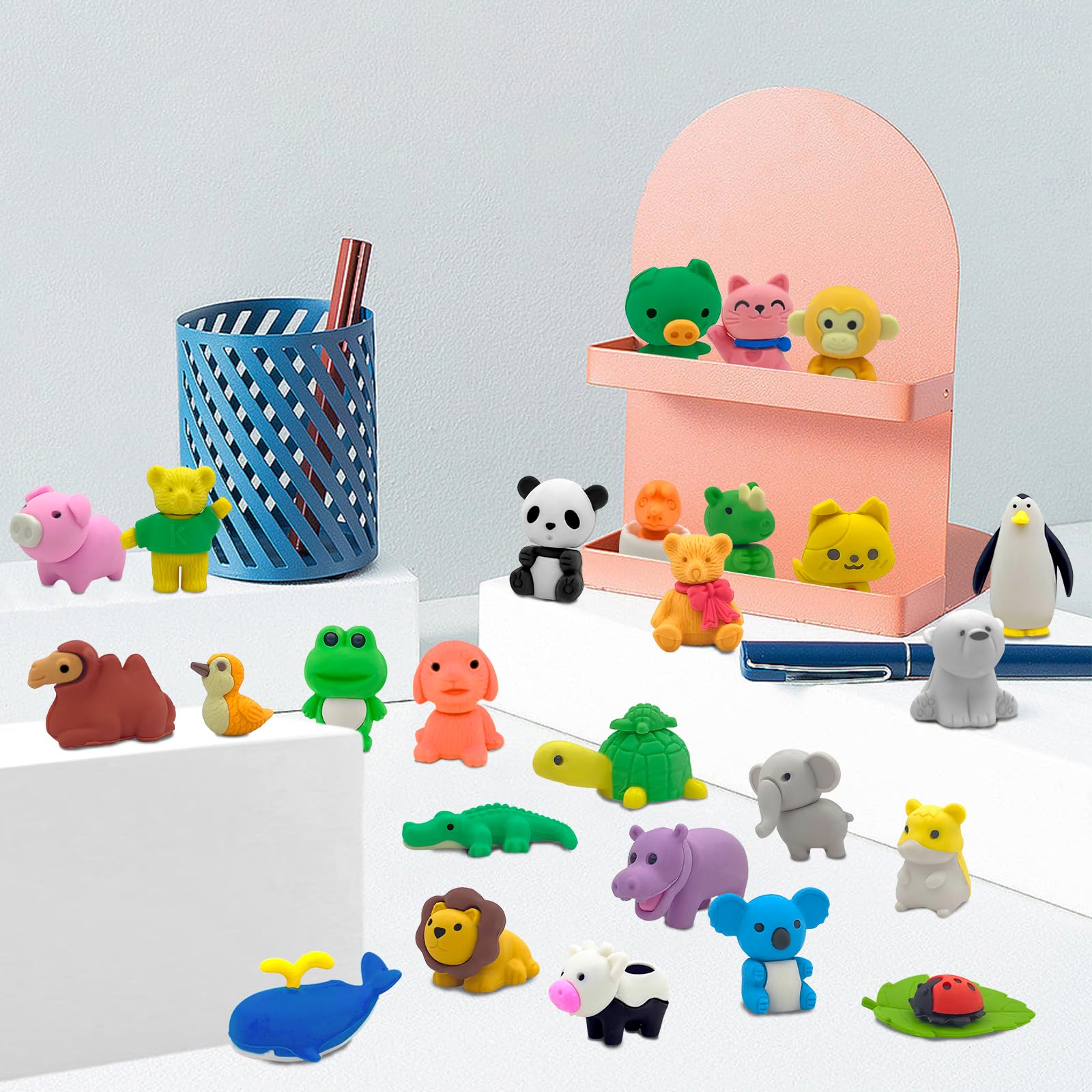 Gommes Animaux Fantaisie Caoutchouc 36PCS pour Enfants Kawaii Cadeaux Anniversaire École