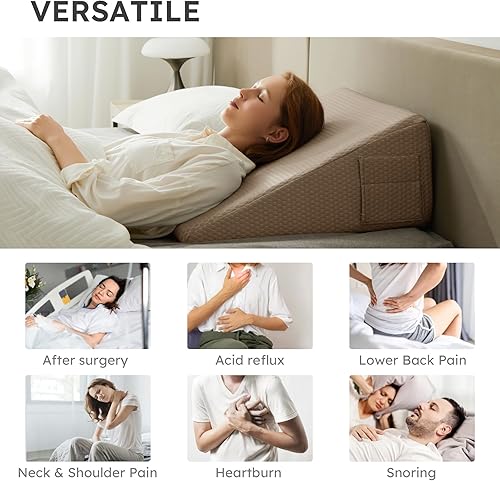Miniatura 4 de Bedluxe Almohada de cuña, almohada de cuña de cama de 10 pulgadas para cabecero, almohada de cuña para alivio del reflujo ácido, dormir, después de