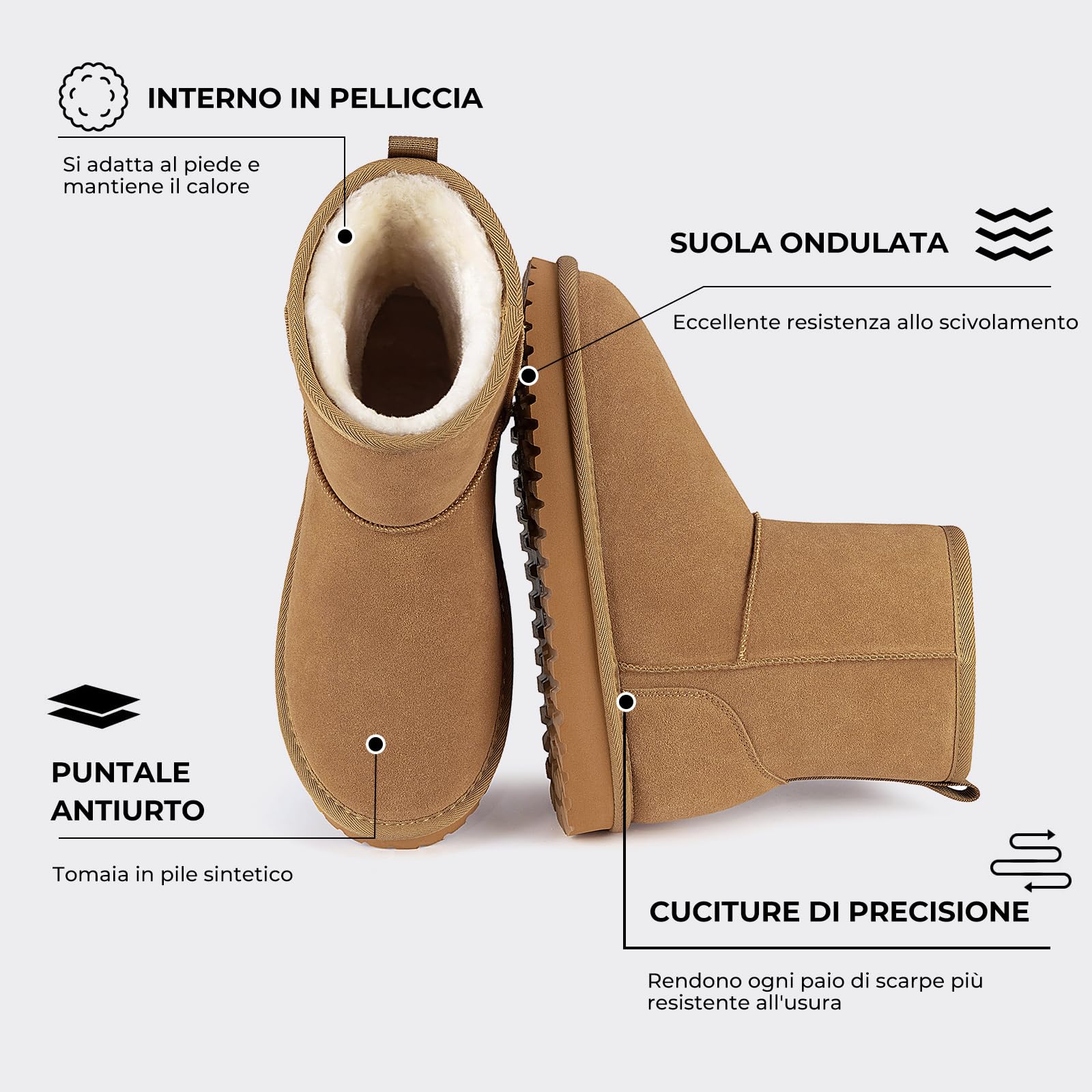 Mishansha Stivali Donna Caldo Stivali da Neve Comode Scarpe da Neve