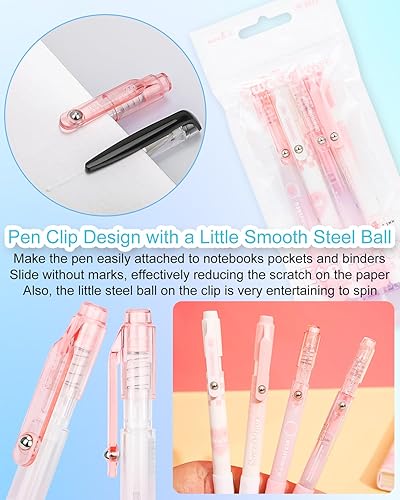 Miniatura 4 de Dndo - 4 bolígrafos de gel estéticos lindos de 0.020 in, sin manchas, tinta negra japonesa, bolígrafos de punta fina para escribir diario, tomar