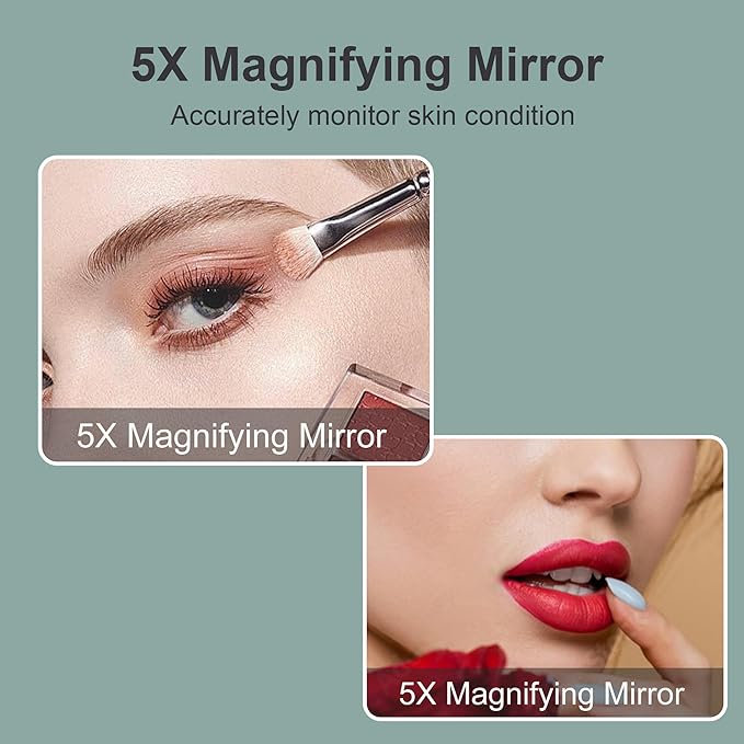 Espejo de Maquillaje con Clip 6.5" 5X Aumento con Luz Recargable miniatura 7
