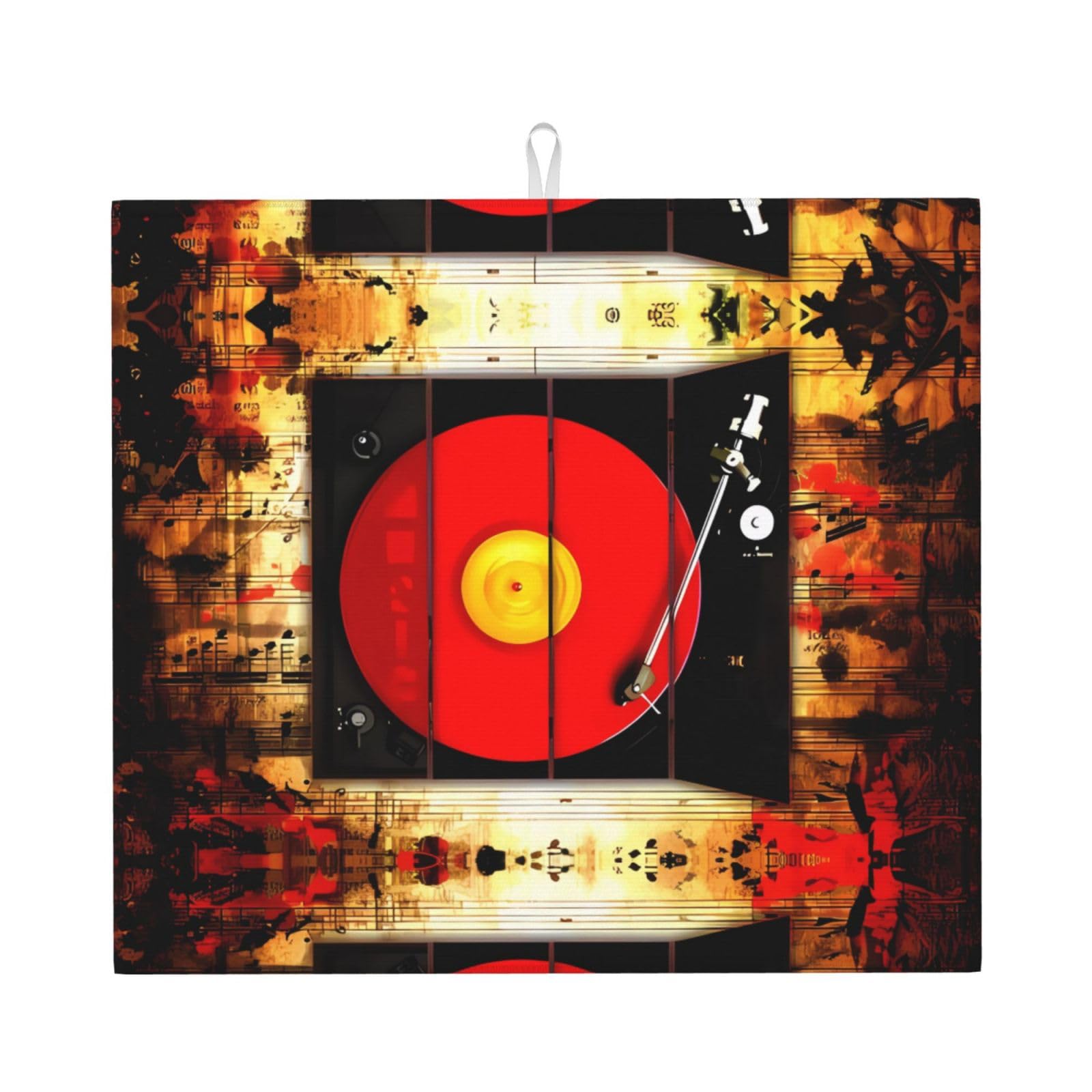 Yyhwhjde Black Music Studio Prints Kitchen Drying Mat – Absorbent Dish Throw For Countertop, Non-Slip Quick-Dry Layer With Vibrant Prints, Ideal For New Home Gift