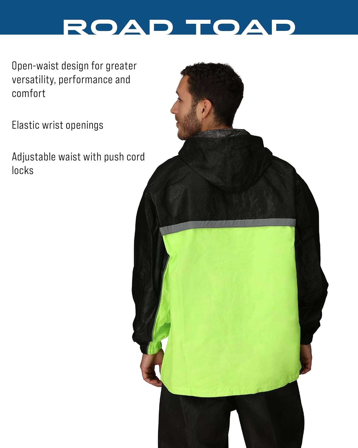 FROGG TOGGS Men's Road Toad Reflective Waterproof Rain Jacket, Hivis Green, X-Large - Image 3