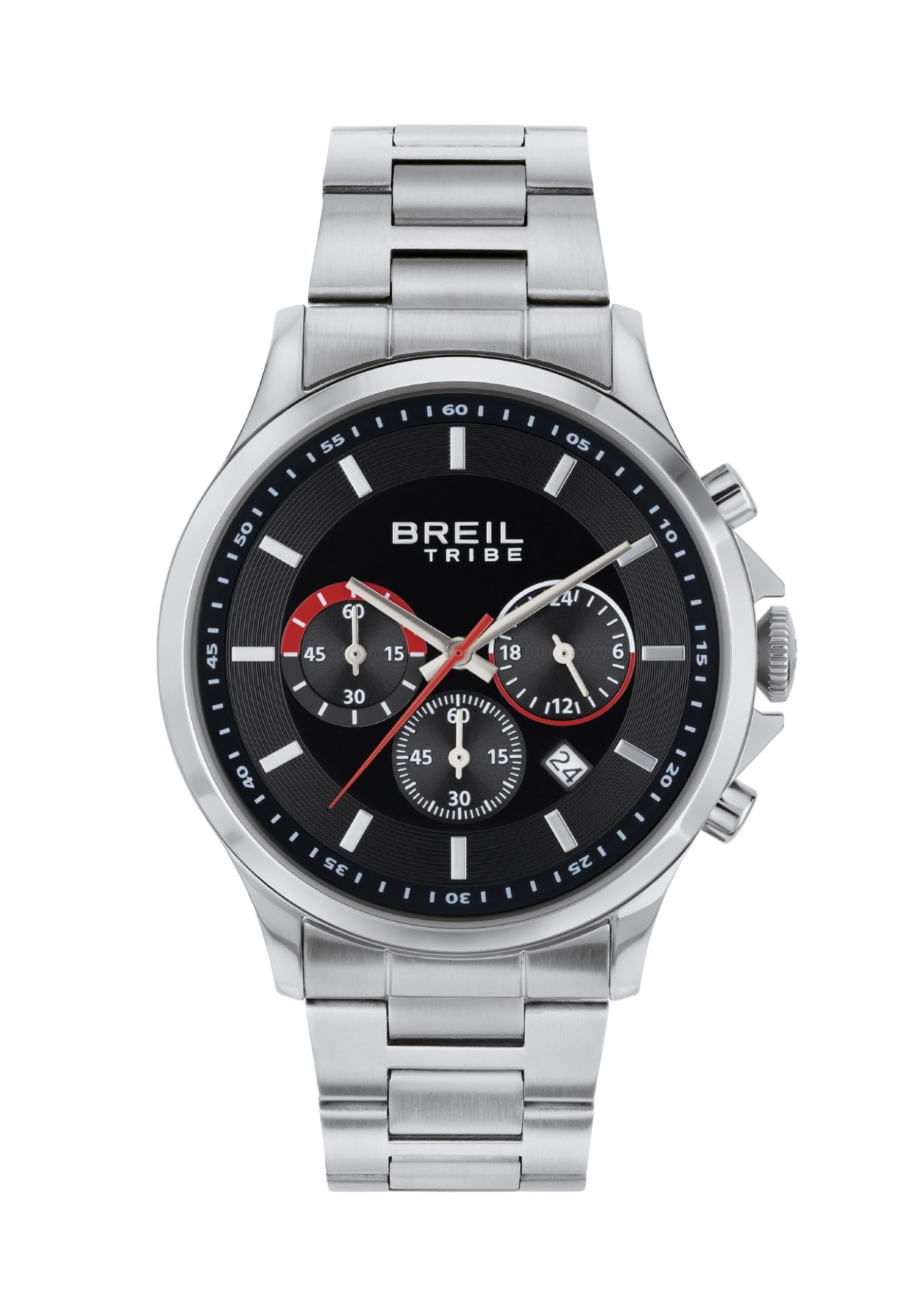 BreilBreil Uhr EW0659 Herren Kart Ziffernblatt BLAU Bewegung Chrono Quartz e Bracelet Stahl Silber