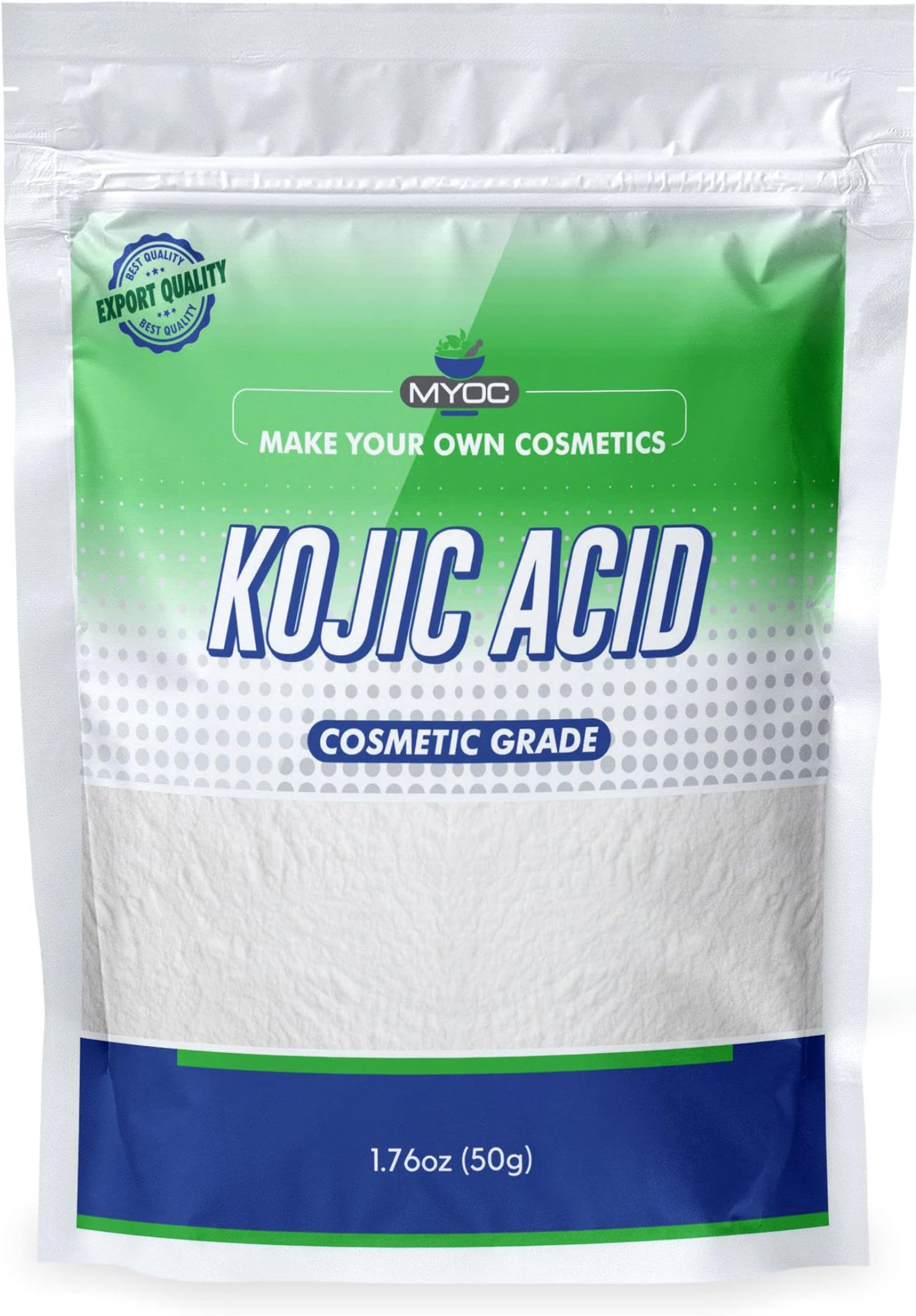 Kojic Acid Powder: Cosmetic-Grade for DIY Soap, Serum, Makeup - 50g, 1-Pack - Diminishes Dull Skin, Anti-Aging, Lightens Skin