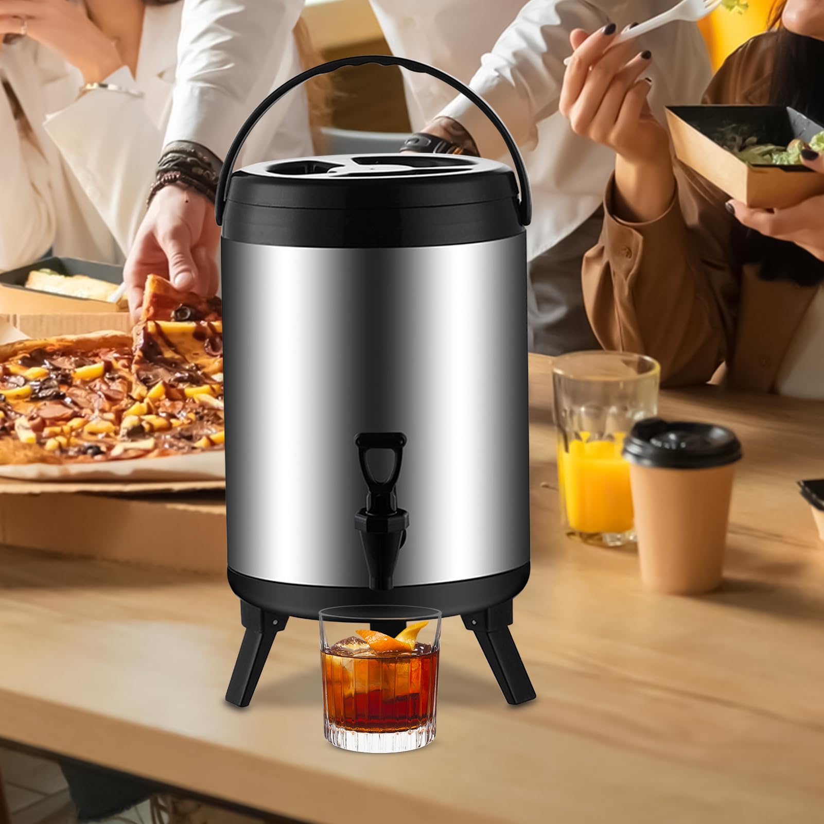 Recipiente térmico con grifo, termo de 10 l, jarra de café de acero inoxidable, jarra térmica para café, té o vino caliente, dispensador de bebidas frías, enfriador portátil para viajes